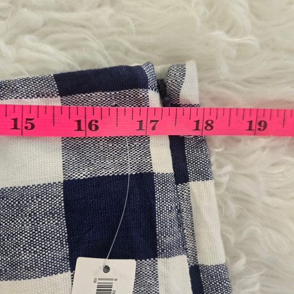 Old Navy High Rise Linen Cotton Blend Plaid Blue White Shorts. Size 14. Side zip - Picture 4 of 10